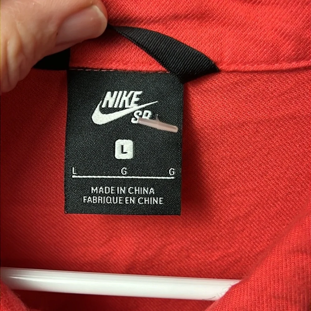 Nike‎ SB Flannel Shirt Mens Lg Pink Button Down Cotton Long Sleeve Skate Street